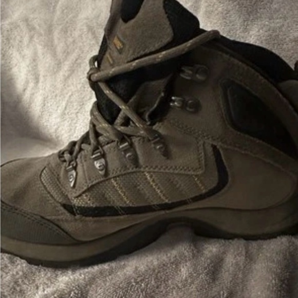 Hi-Tech Men's Natural Hiking Boots Gray Suede Mesh Shoes Mid Waterproof Size 8.5 - Picture 3 of 10